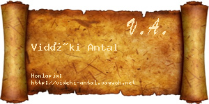 Vidéki Antal névjegykártya